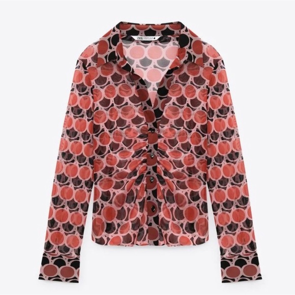 Zara Printed Tulle Blouse - Picture 2 of 2